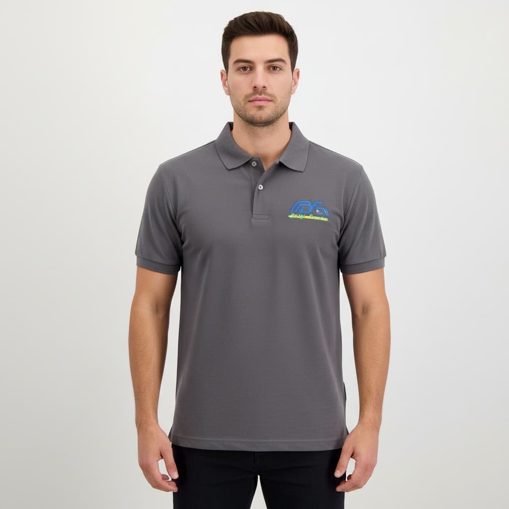 Bordado computadorizado colorido em polo — Alpha Blu Uniformes